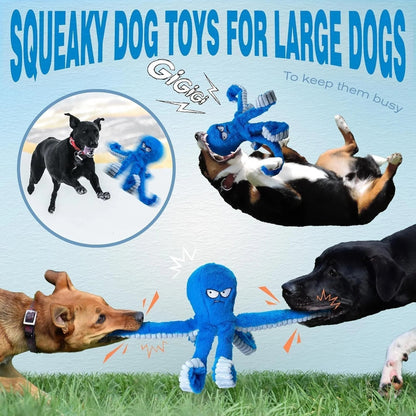 Blue Octopus Dog Toy – Tough Chew, Squeaky & Interactive Fun
