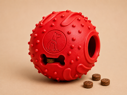 Rubber Treat Dispensing Dog Ball, Durable Interactive Chew Toy