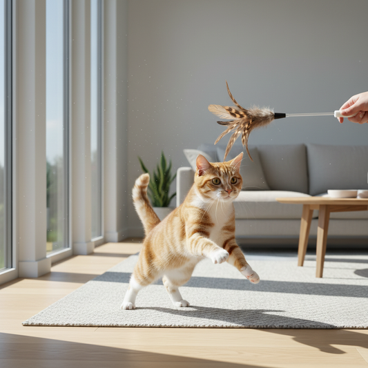 Feather Cat Wand Toy for Indoor Chase Play