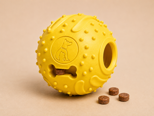 Rubber Treat Dispensing Dog Ball, Durable Interactive Chew Toy