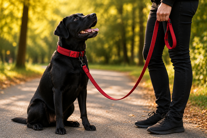 Heavy-Duty Dog Collar and Leash Set, Adjustable Nylon with Shock-Absorbing Leash