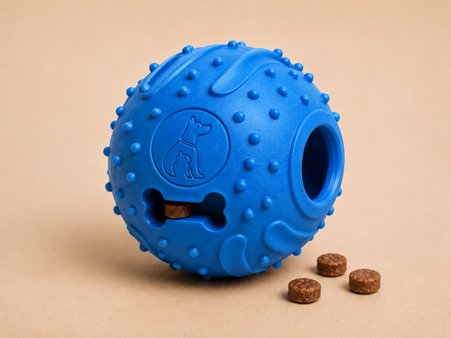 Rubber Treat Dispensing Dog Ball, Durable Interactive Chew Toy