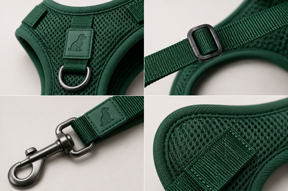 Breathable Dog Vest Harness Set, Adjustable Soft Mesh Harness with Leash & Collar