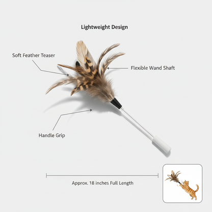 Feather Cat Wand Toy for Indoor Chase Play