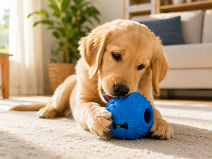 Rubber Treat Dispensing Dog Ball, Durable Interactive Chew Toy