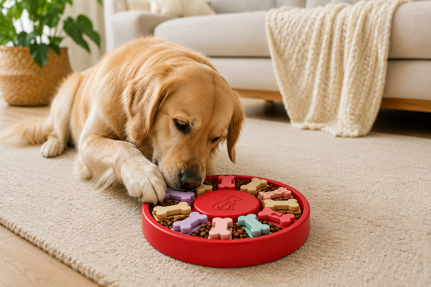 Interactive Dog Puzzle Bowl, Slow Feeder Food Bowl for Dogs
