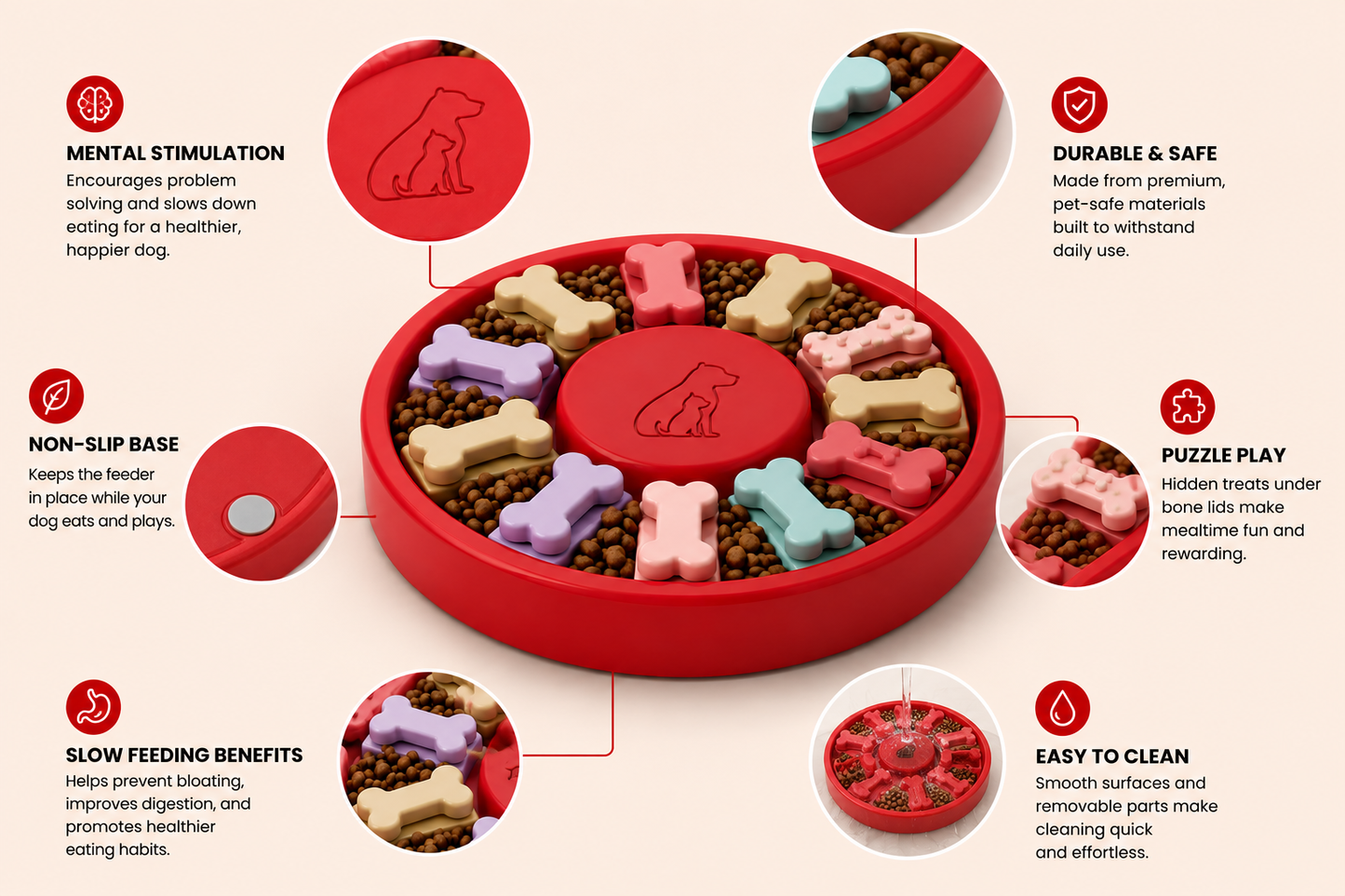 Interactive Dog Puzzle Bowl, Slow Feeder Food Bowl for Dogs