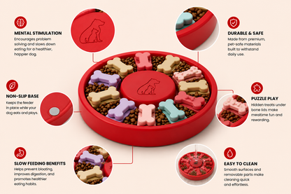 Interactive Dog Puzzle Bowl, Slow Feeder Food Bowl for Dogs