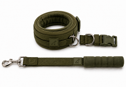 Heavy-Duty Dog Collar and Leash Set, Adjustable Nylon with Shock-Absorbing Leash