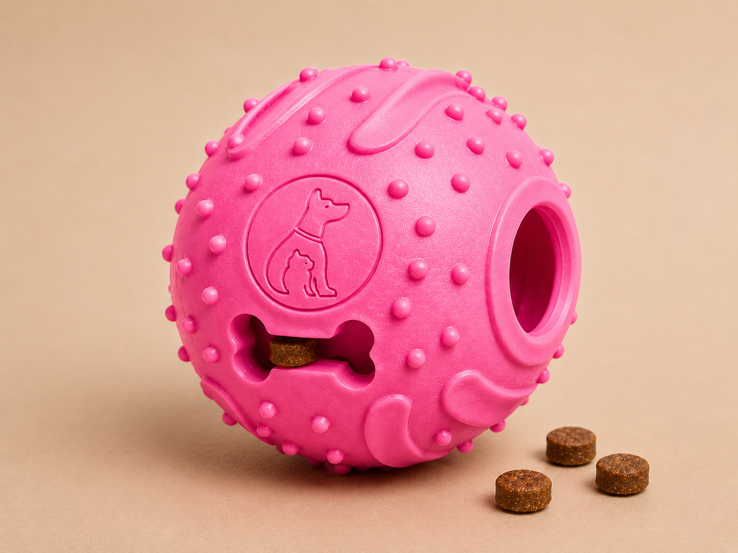 Rubber Treat Dispensing Dog Ball, Durable Interactive Chew Toy