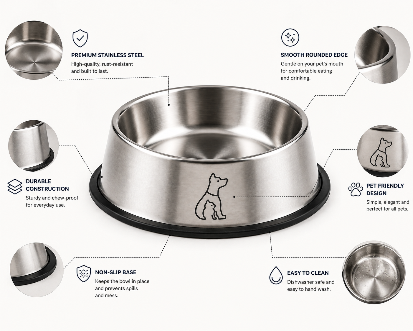 Stainless Steel Pet Bowl for Food or Water