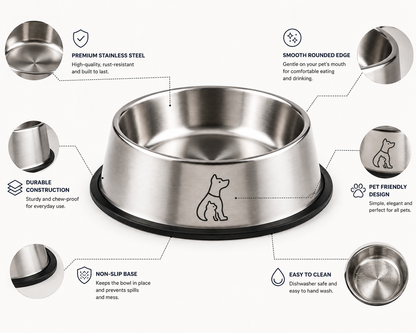 Stainless Steel Pet Bowl for Food or Water