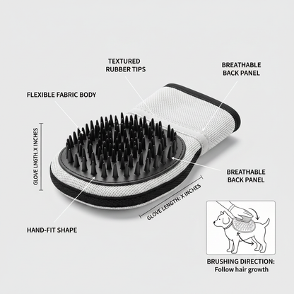 Grooming Mitt for Dog and Cat Fur Care