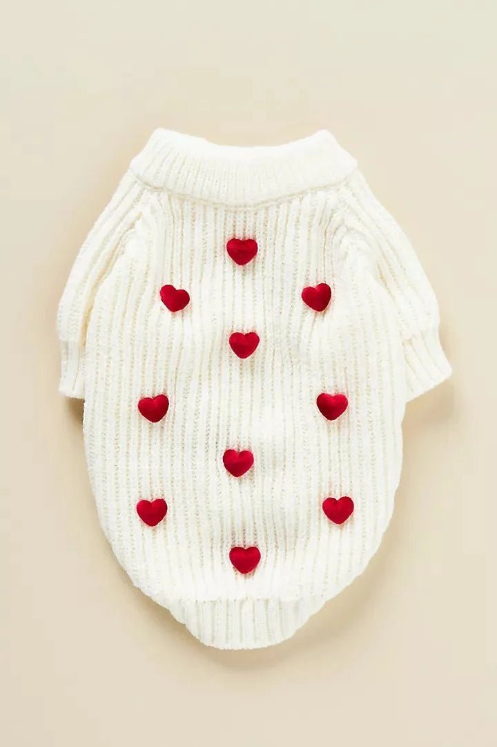 Cream Heart-3D Motif Pet Sweater - Image 4