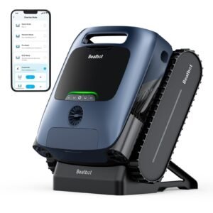 Beatbot Aquasense Pro Cordless Pool Cleaner Robot – Clarifies Water, Cleans Surface, Floor, Walls and Waterline, Intelligent Path Optimization, Surface Parking – Dark Blue