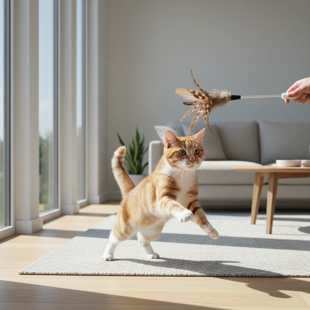 Feather Cat Wand Toy for Indoor Chase Play - Image 2
