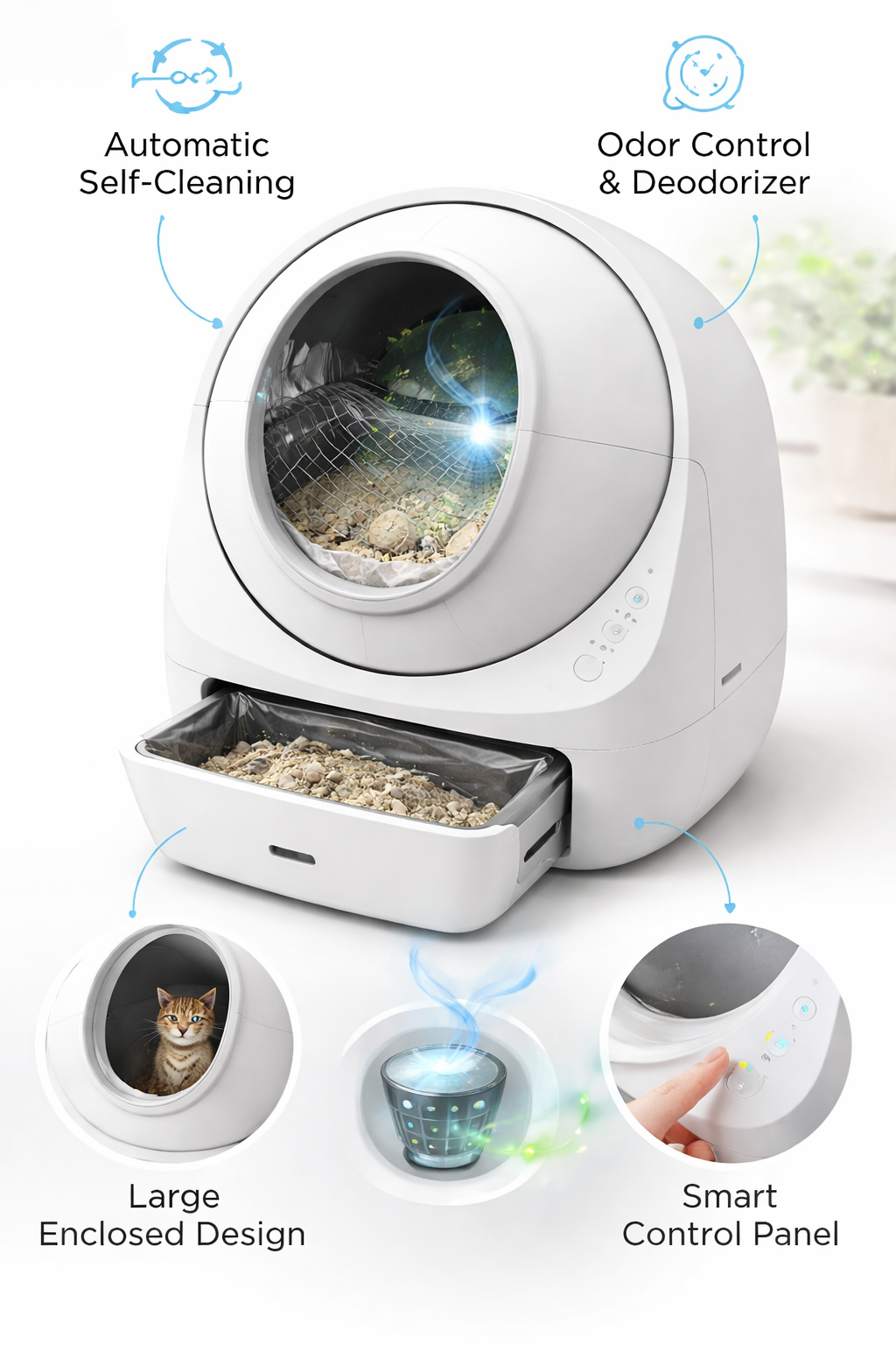 Automatic Self-Cleaning Cat Litter Box – Odor Control System - Image 3