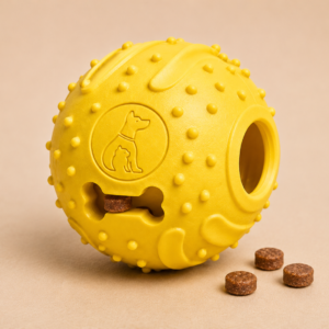 Rubber Treat Dispensing Dog Ball, Durable Interactive Chew Toy