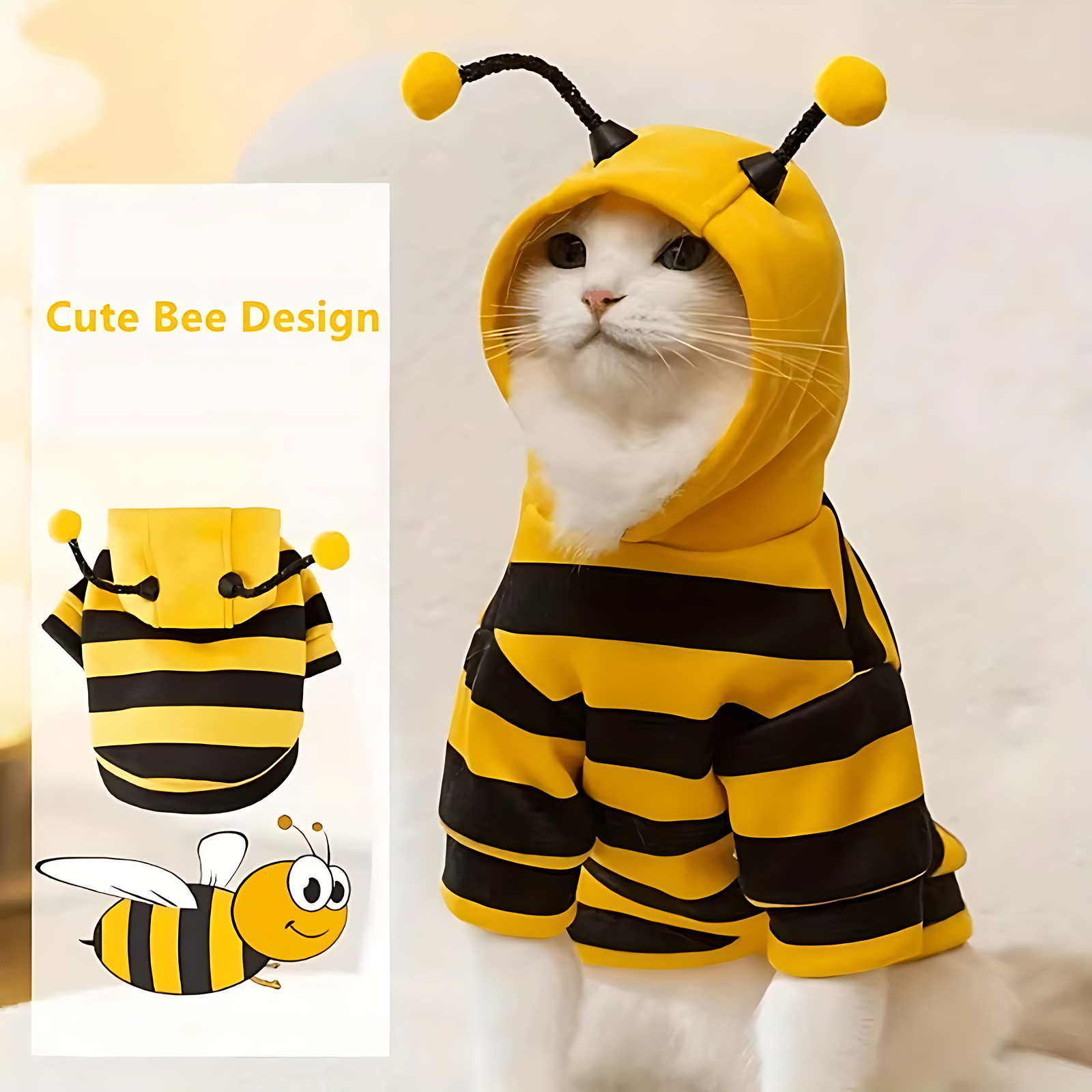 Cute Bee Pet Hoodie – Warm Winter Costume for Dogs & Cats - Image 14