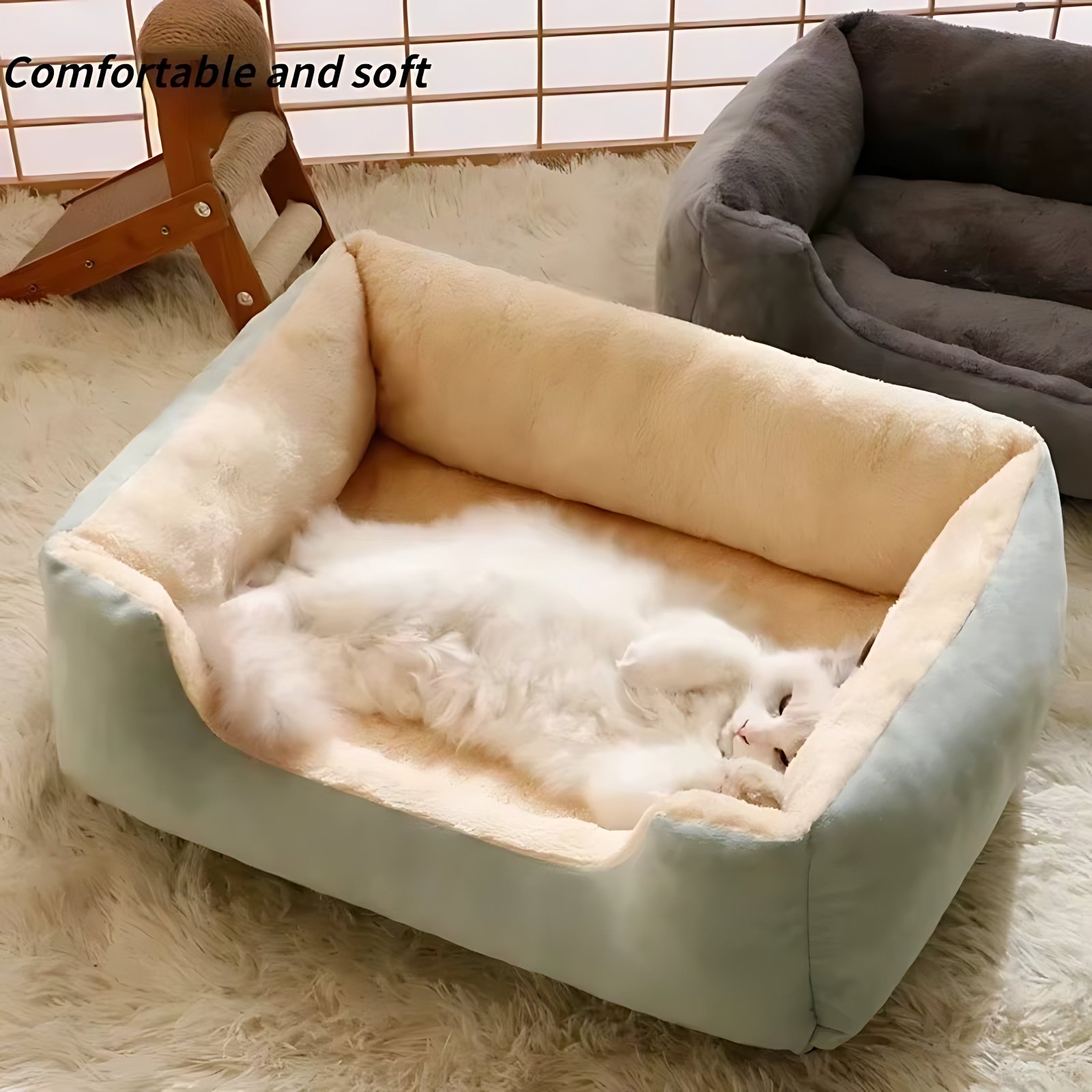 Soft Plush Pet Basket Bed – Warm Sleeping Bed for Cats & Small Dogs - Image 5